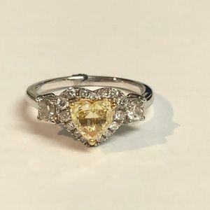 Yellow and white diamond engagement ring